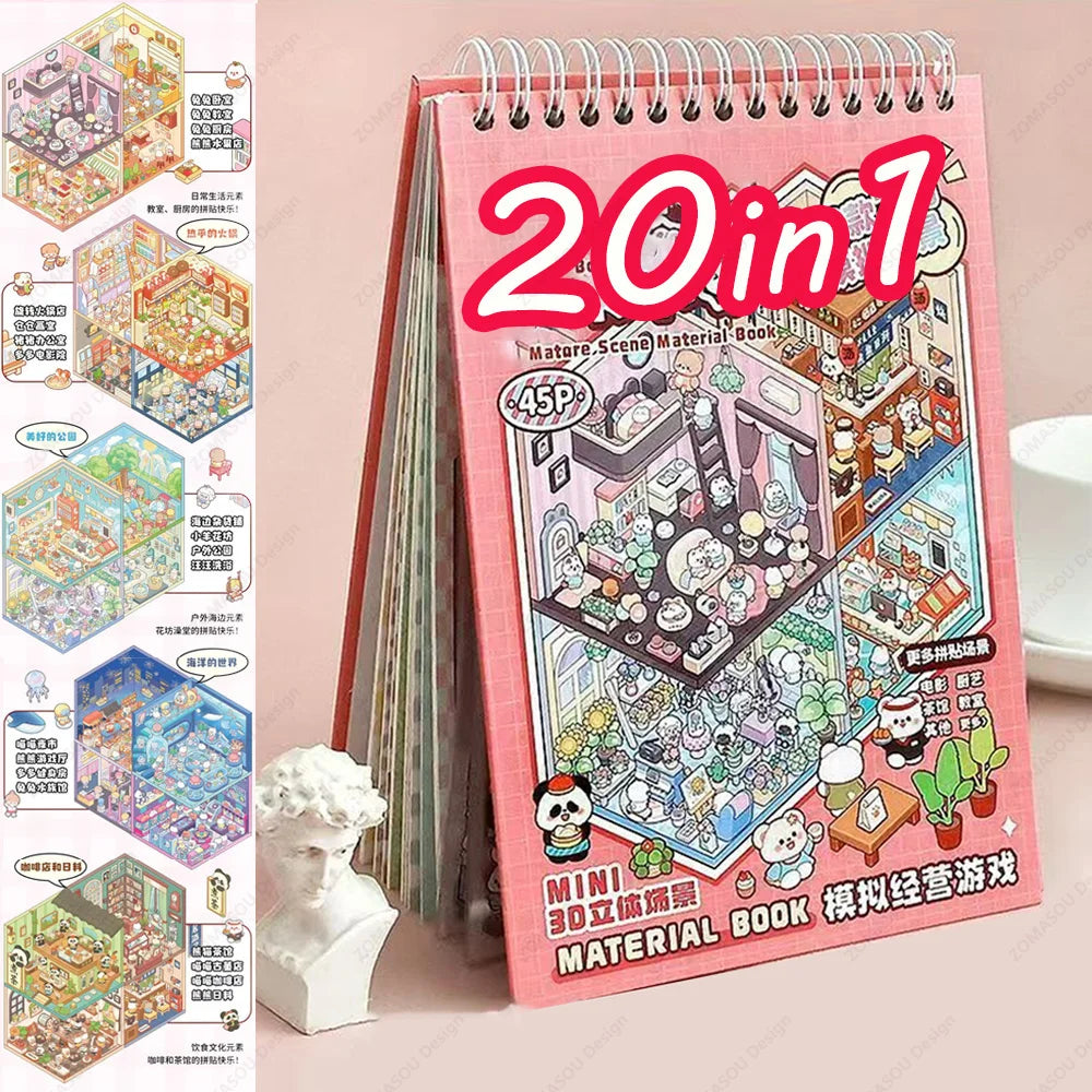 20Pcs Cartoon DIY Landscape Stickers | Kids' Creative Fun
