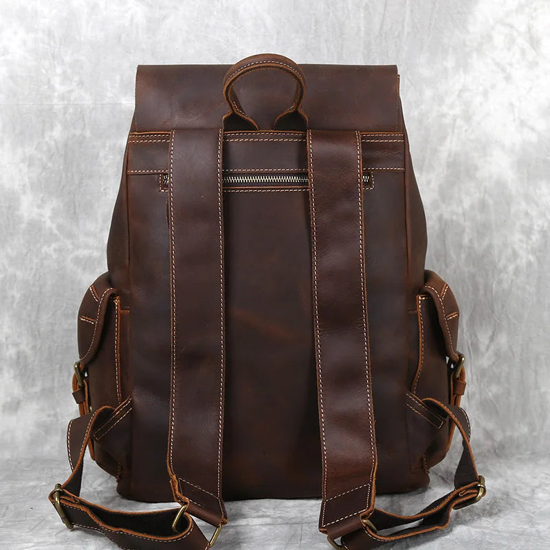 Retro Leather Men's Backpack | Spacious Travel & School Bag