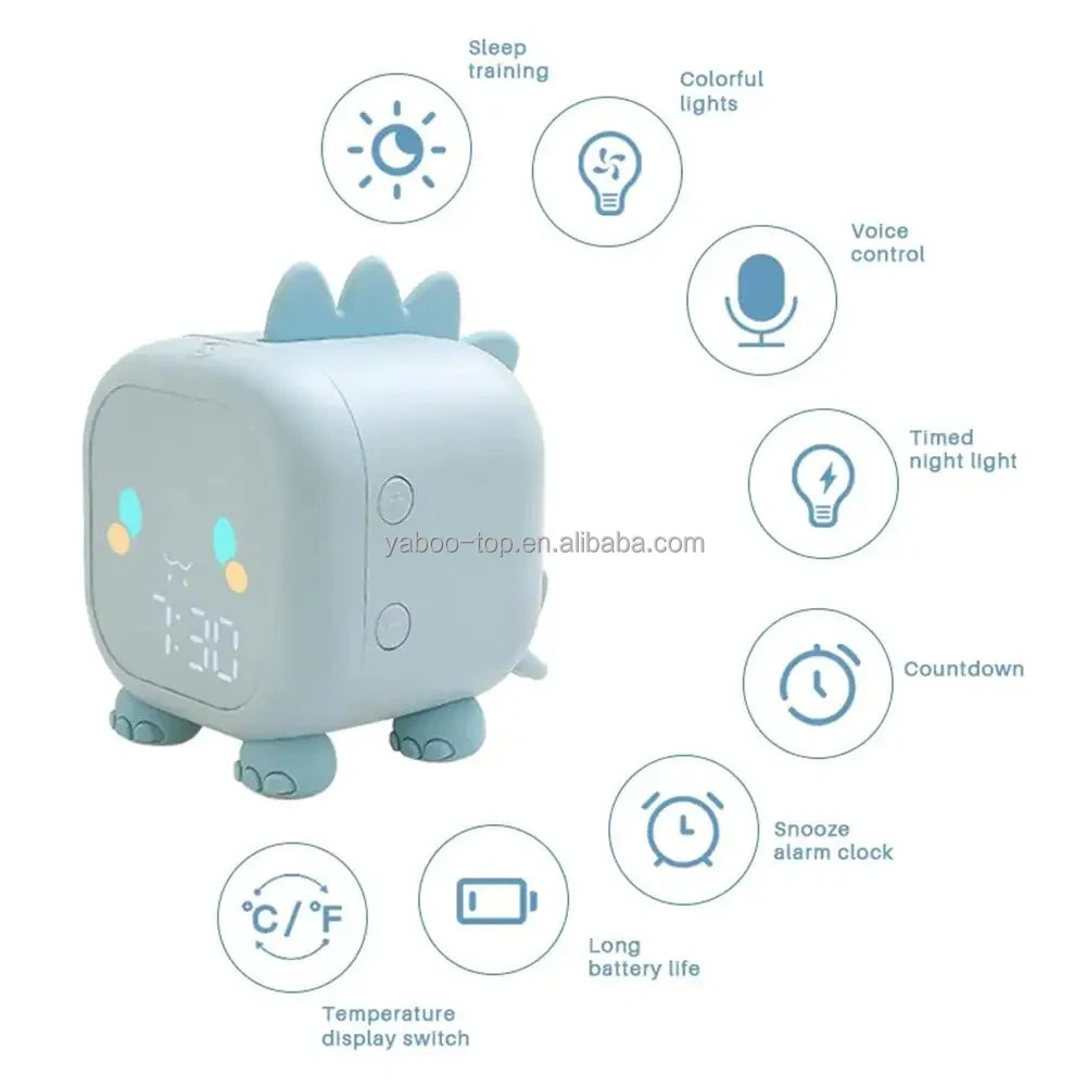 Dinosaur Alarm Clock for Kids | Fun Sleep Trainer with Night Light