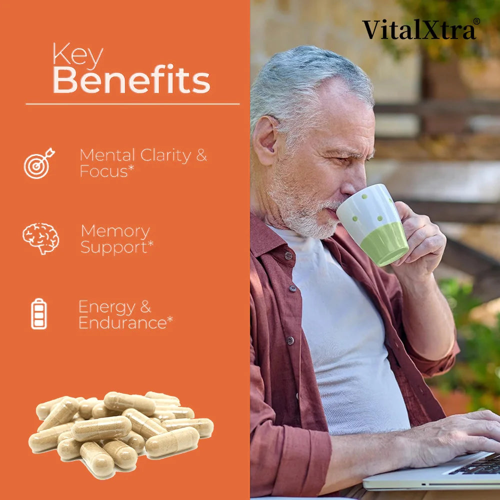 Energy Supplement Capsules with Ginseng & Ginkgo for Focus & Health