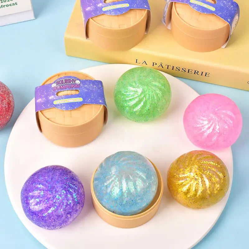 1/2Pcs Slow Rebound Soft Pinch Decompression Toys Simulation Flash Dumpling Pressure Ball Office Home Decor Children Adults Gift