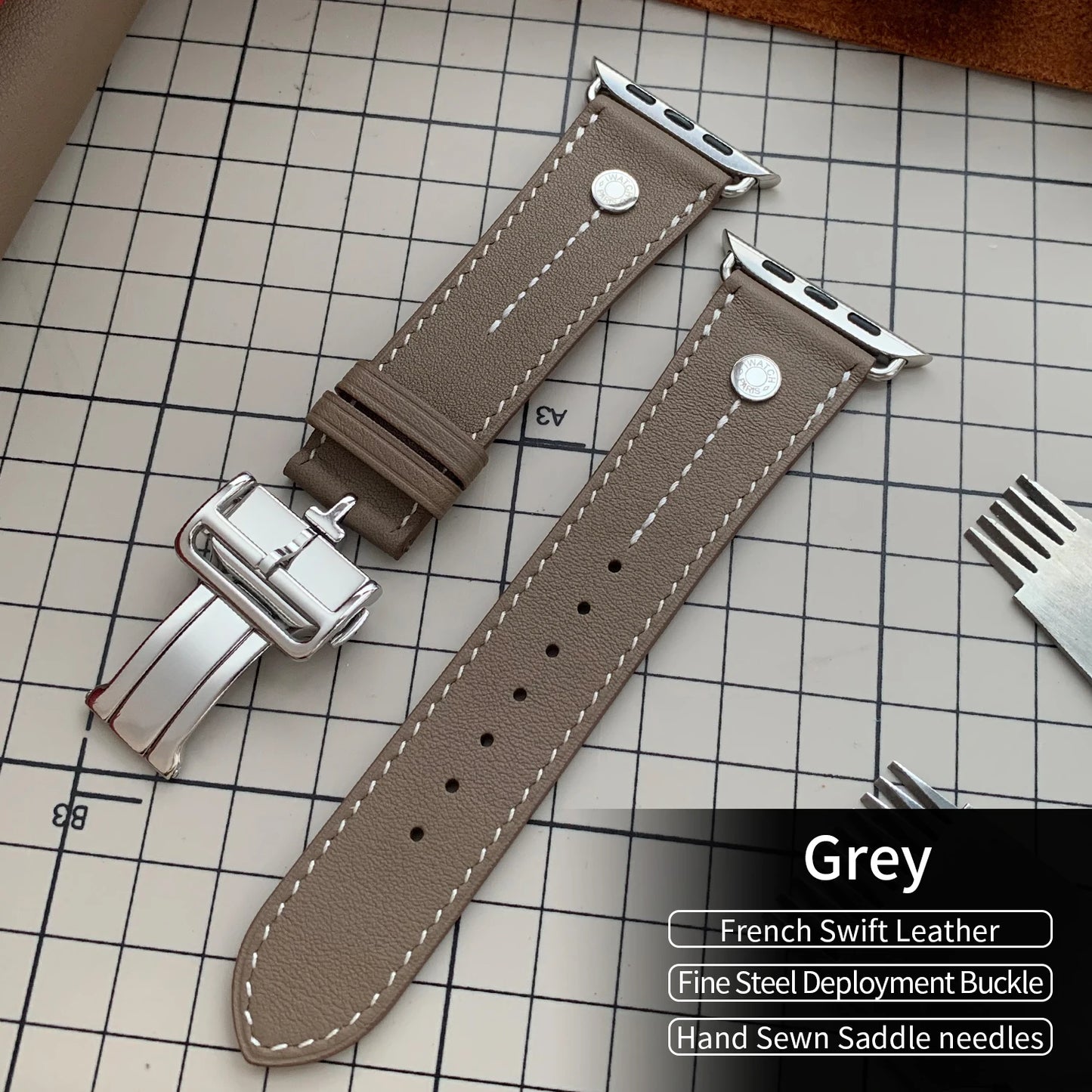 High-Quality Calfskin Leather Single Tour Band for Smartwatch