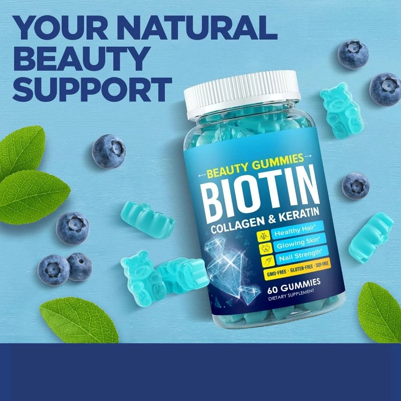 Biotin Gummies for Hair Growth, Skin & Nail Strength | Vitamin B7 Chews