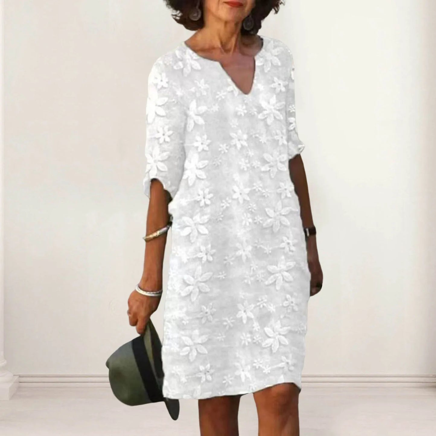 Women's Elegant Hollow Lace Midi Dress | Perfect for Summer Style