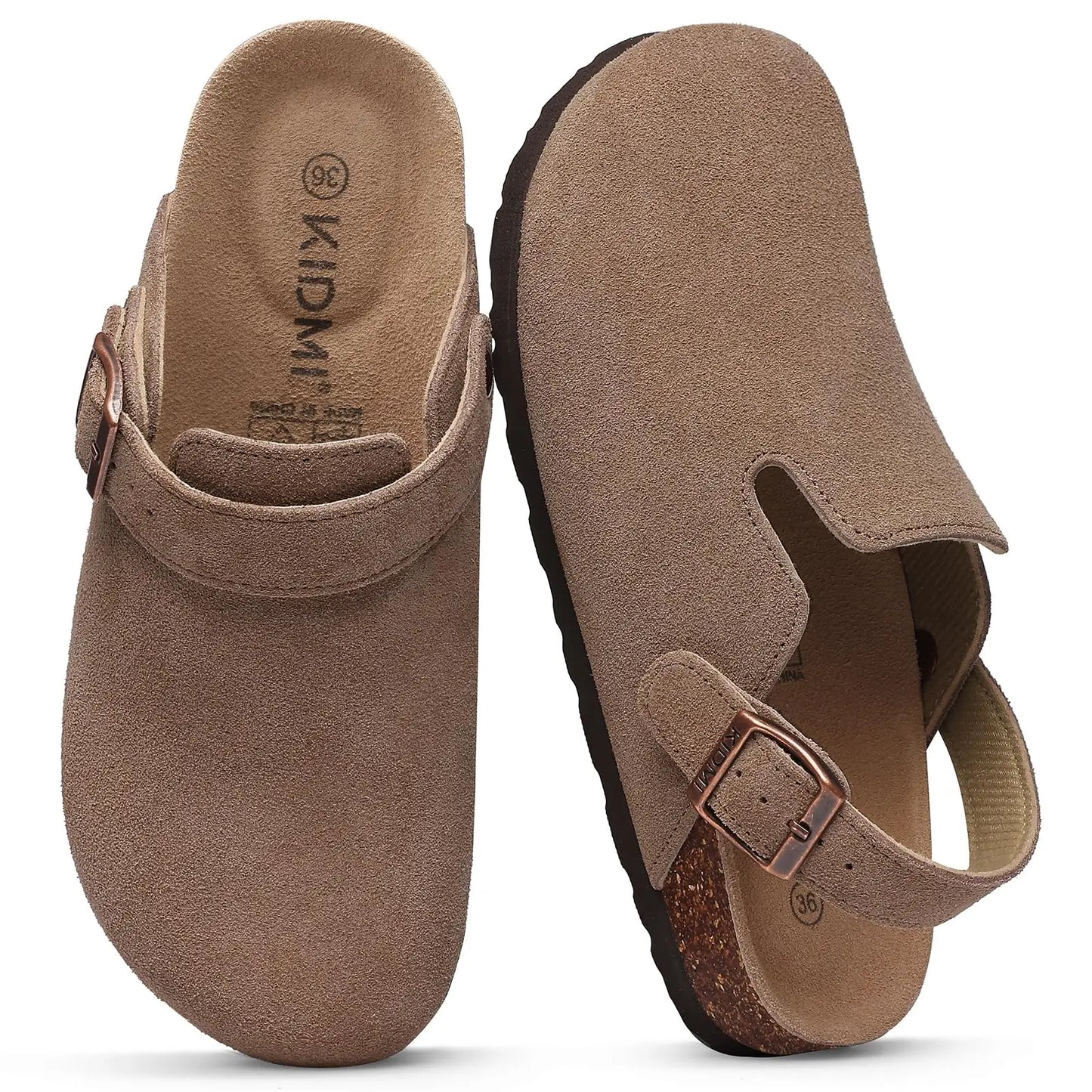 Women's Genuine Leather Clogs with Cork Footbed | Slip-On Comfort Slippers