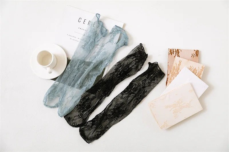Breathable Lace Mesh Black Socks for Women | Ultra-thin Fashion