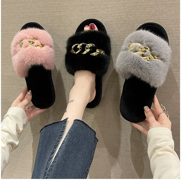 Women's Cozy Fur Lined Plush Slippers | Warm Indoor House Shoes
