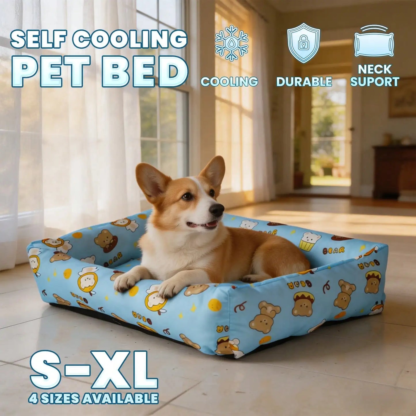Summer Pet Cooling Mat | Cartoon Bear Design for Dogs & Cats