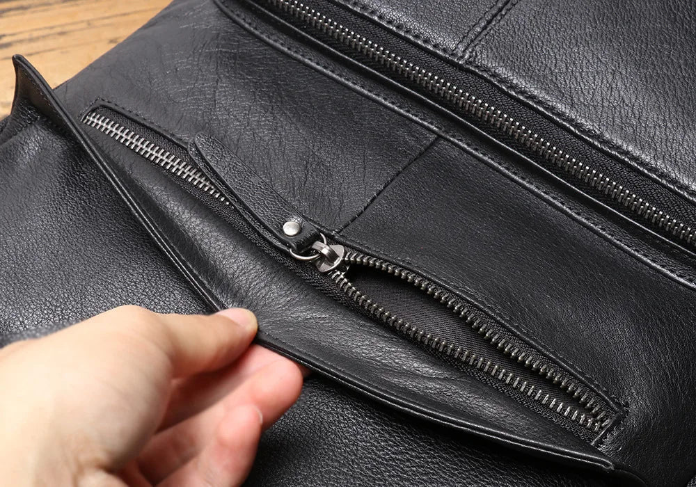 Men's Genuine Leather Double-Shoulder Backpack | Large Laptop Travel Bag