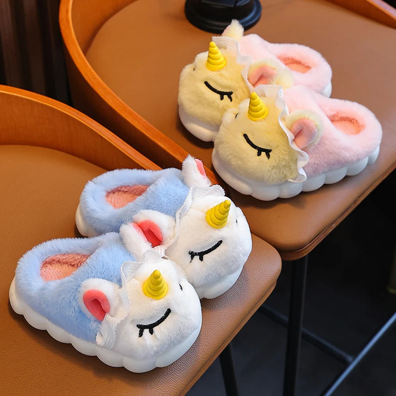 Kids & Family Matching Animal Print Plush Slippers | Cozy Winter Shoes
