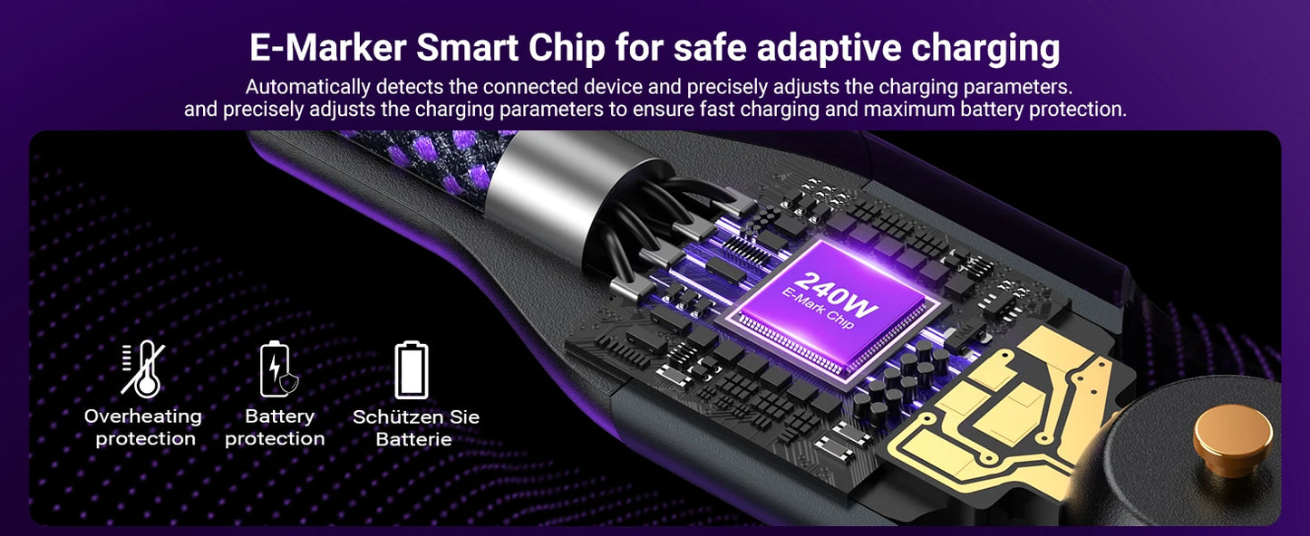 Magnetic 240W Fast Charging USB Type C Cable | Data Sync Cord