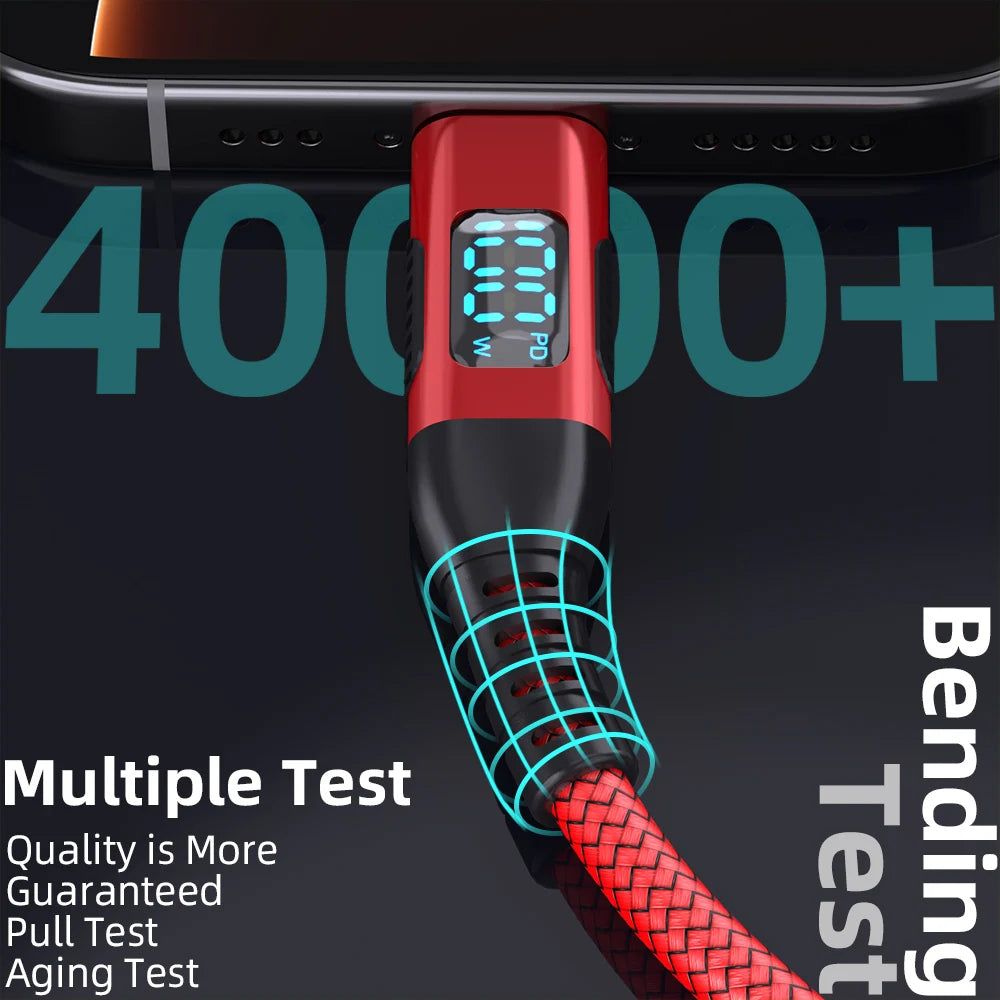 5A 100W USB C to Type C Fast Charging Cable with LED Display