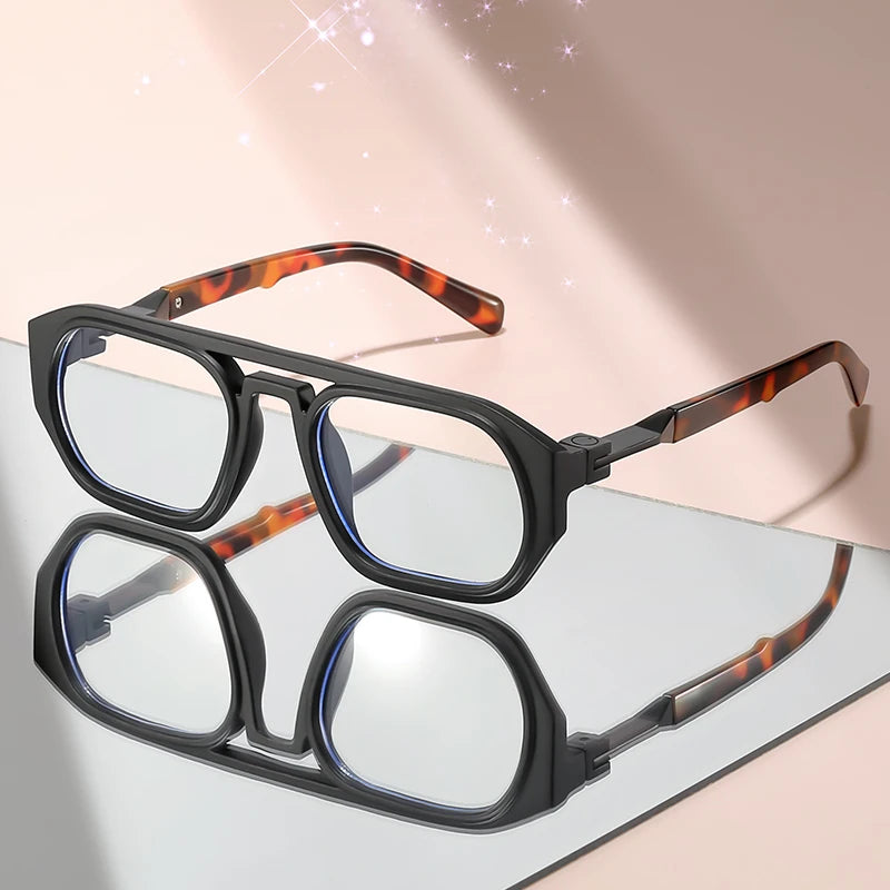 Minimalist Double-Beam Flat Glasses | Stylish Pilot Eyewear