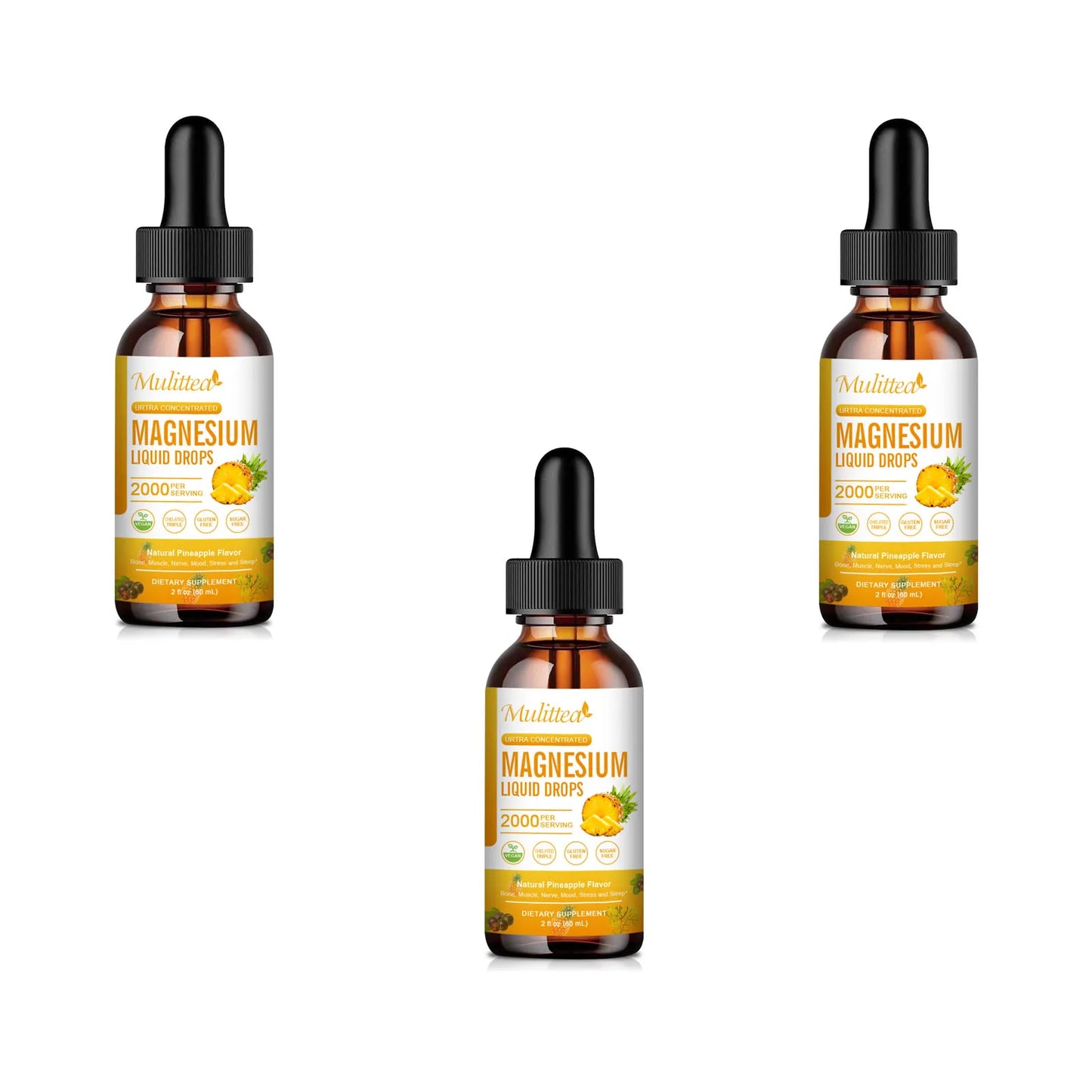 Magnesium Glycinate Drops - Pineapple Flavor for Relaxation & Sleep