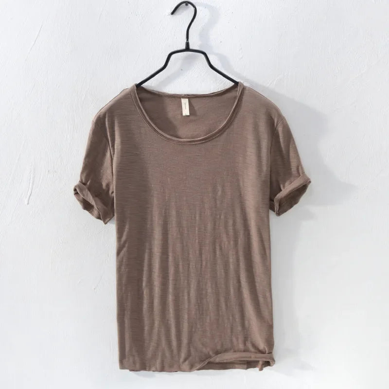 Men's Retro Raw Edge T-Shirt | Lightweight & Breathable Casual Top