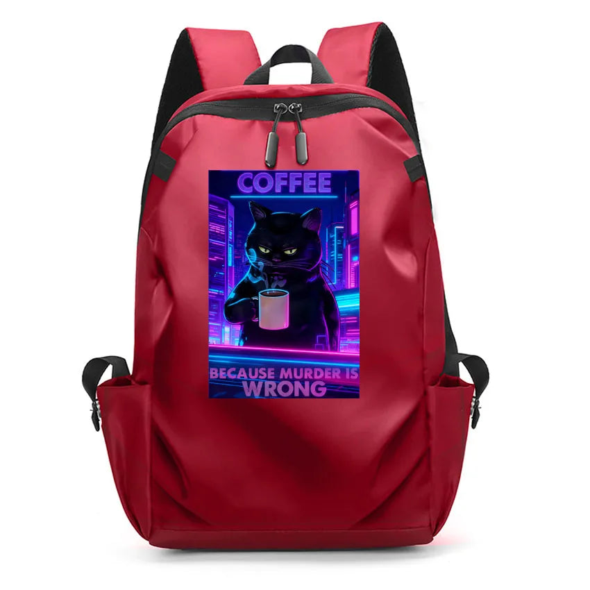 Cute Waterproof Men's Business Laptop Backpack with Cat Print