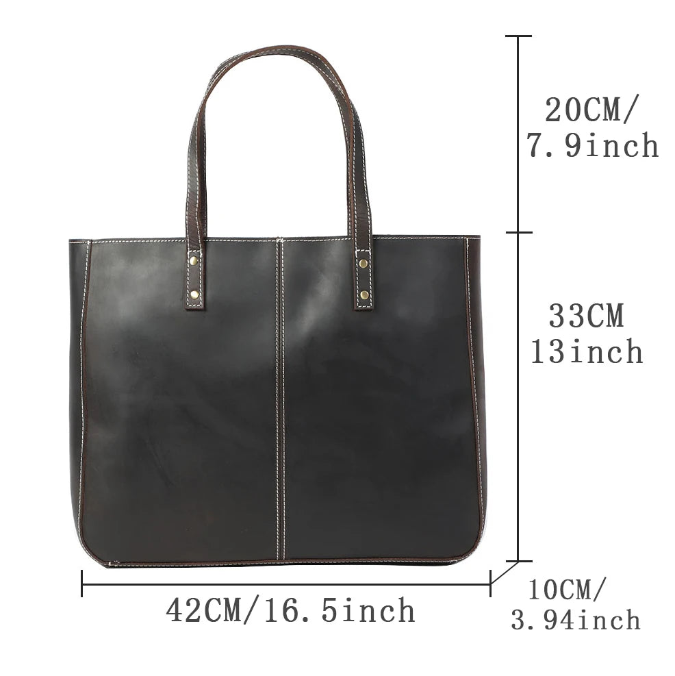 Genuine Leather Tote Bag | Versatile Shoulder Bag for Men & Women