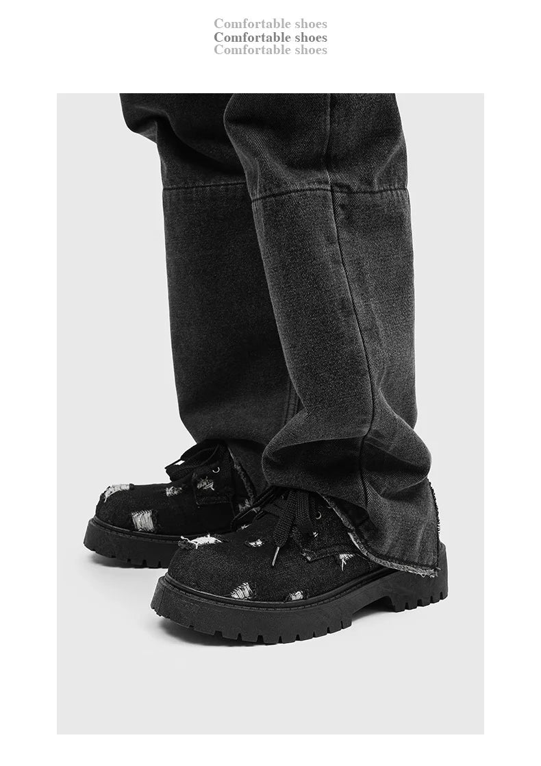 Comfortable Denim Low Top Boots with Thick Sole | Trendy Sneakers