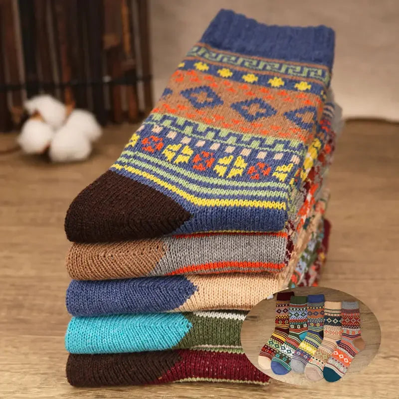5 Pairs Cozy Winter Men's Socks | Warm & Stylish Designs