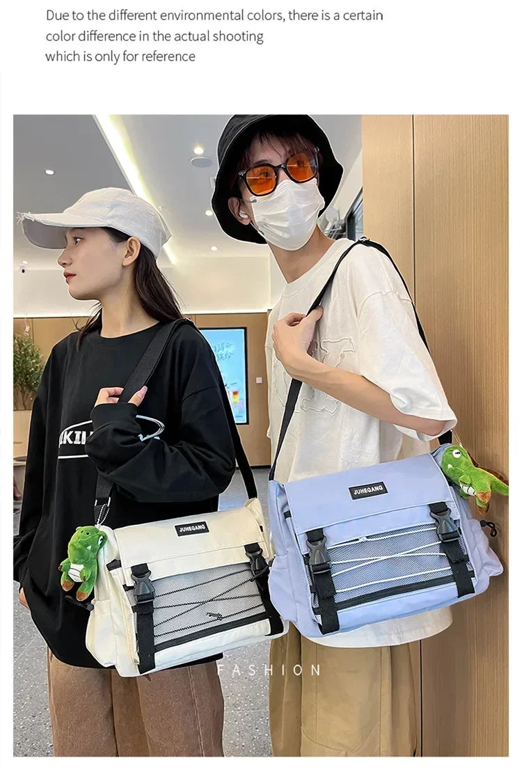 Bolso cruzado de nailon elegante para adolescentes | Bandolera multibolsillos