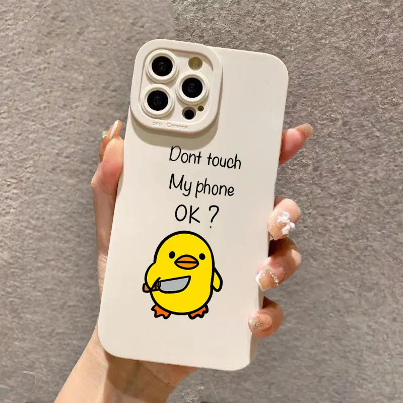 Cute Minimalist Cartoon Duck Silicone Phone Case | Stylish Protection