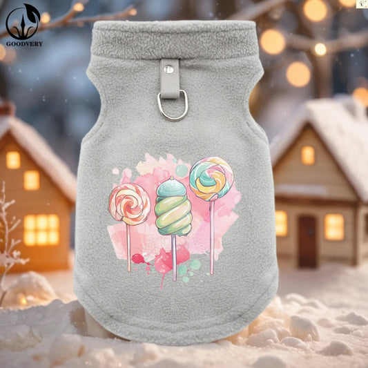 Suéter de invierno para gato con estampado de piruleta de dibujos animados para mascotas