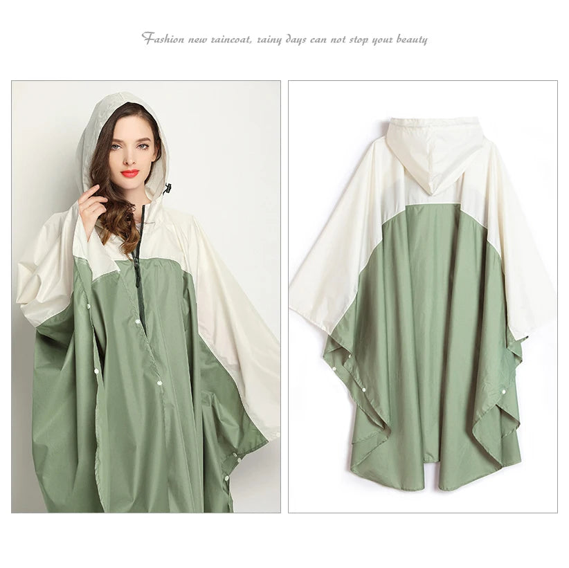 Plus-Size Lightweight Color-Blocked Raincoat | Ideal for Outdoors