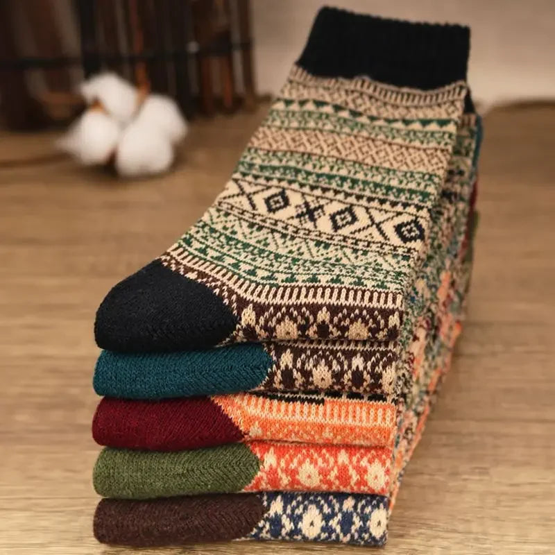 5 Pairs Cozy Winter Men's Socks | Warm & Stylish Designs