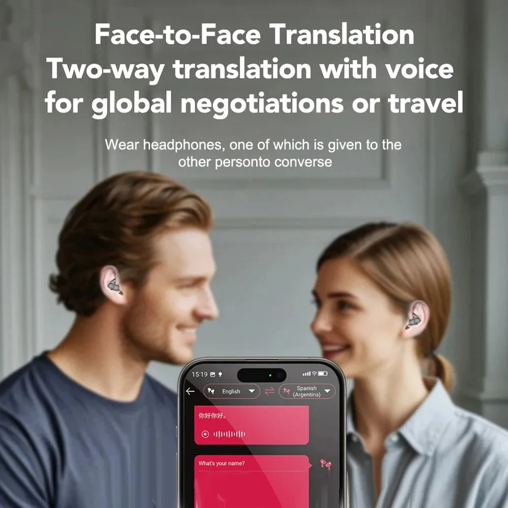 Bluetooth 5.3 AI Translation Earphones | HiFi Noise Reduction Headphones