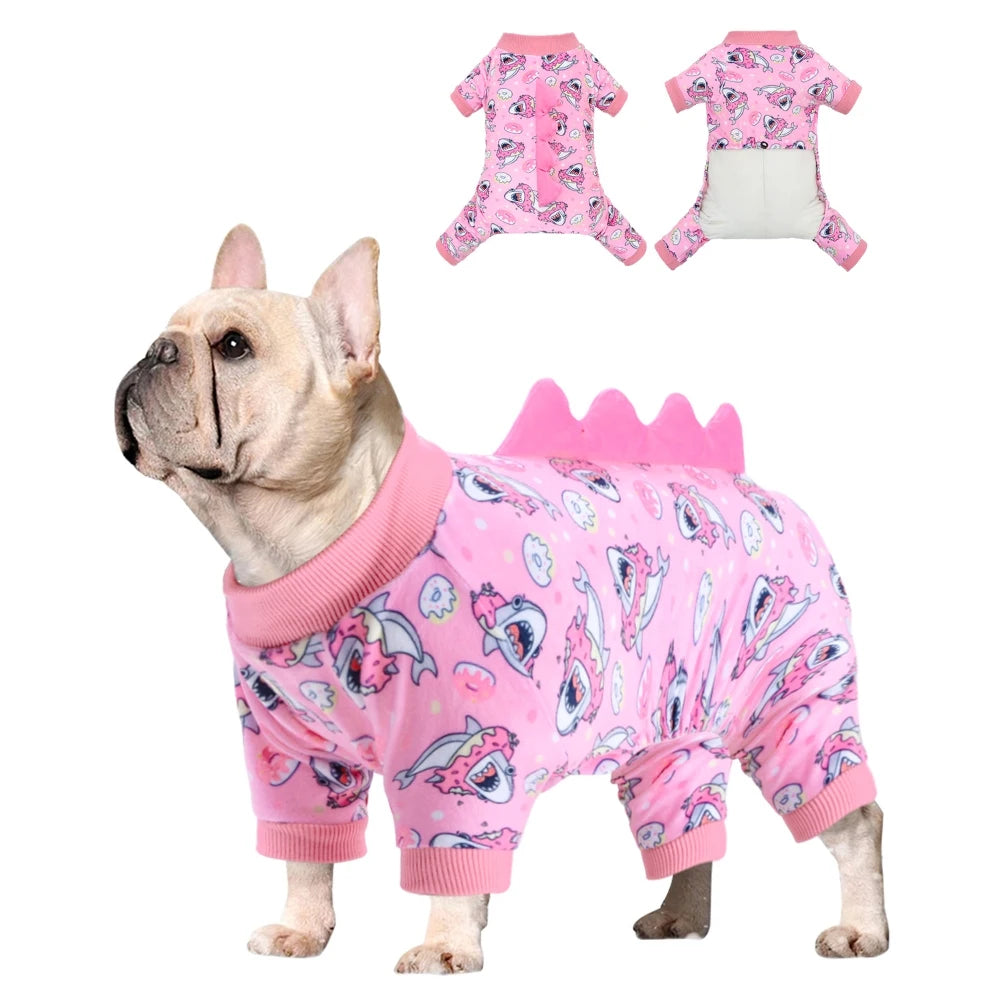 Cute Dinosaur Costume Dog Pajamas | Soft Warm Pet Sleepwear