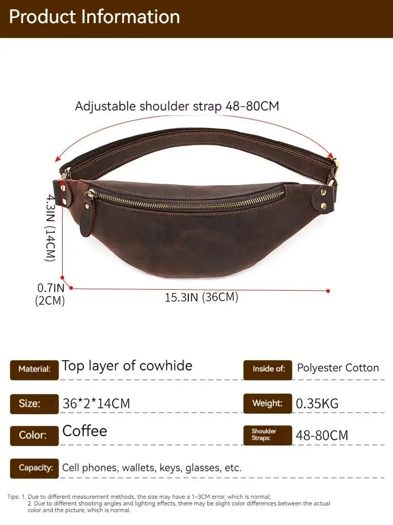 Men's RFID Anti-Theft Genuine Leather Sling Bag | Versatile Travel Pack