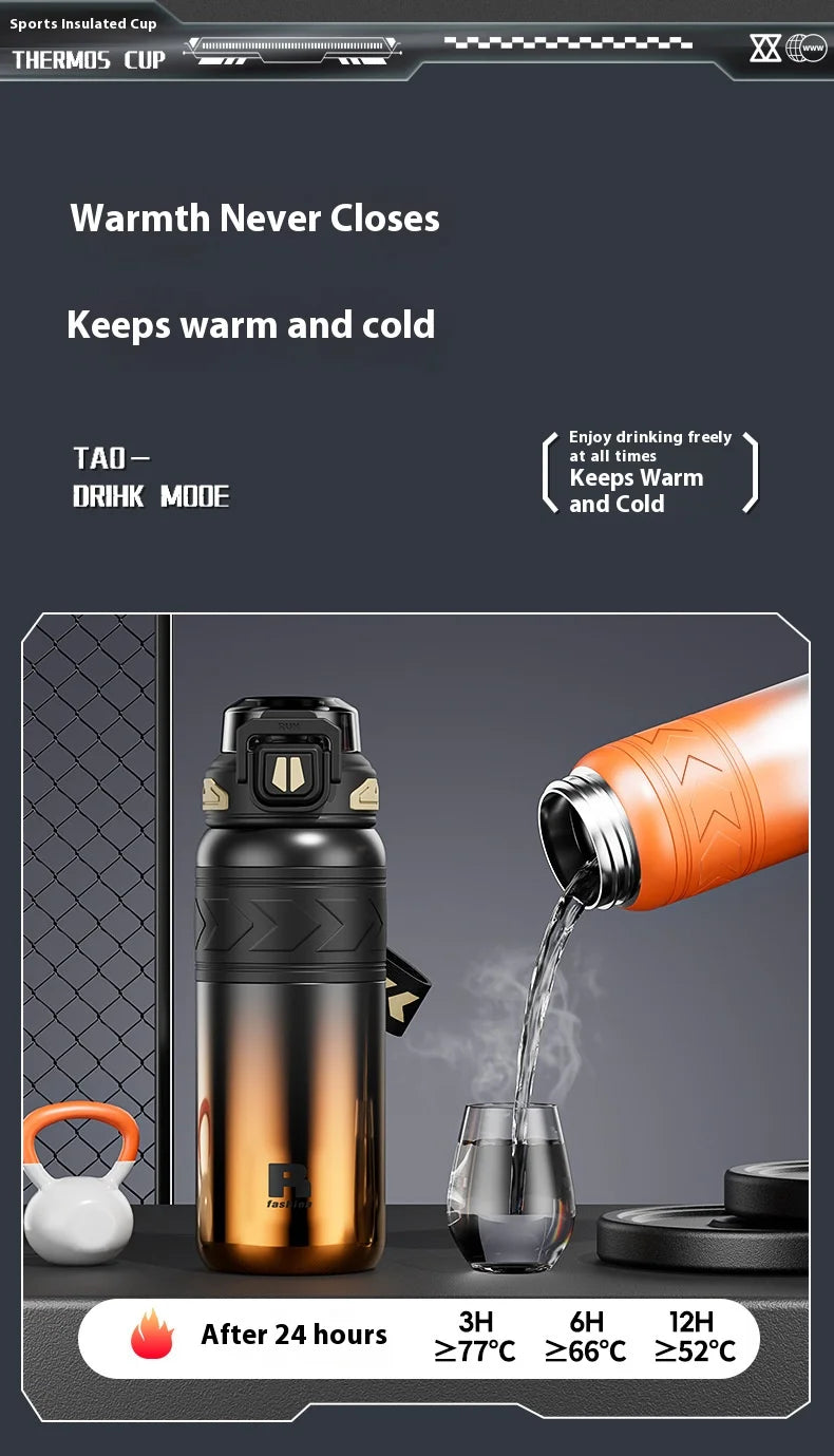 Large-Capacity Sports Straw Water Bottle | Portable Stainless Steel Cup