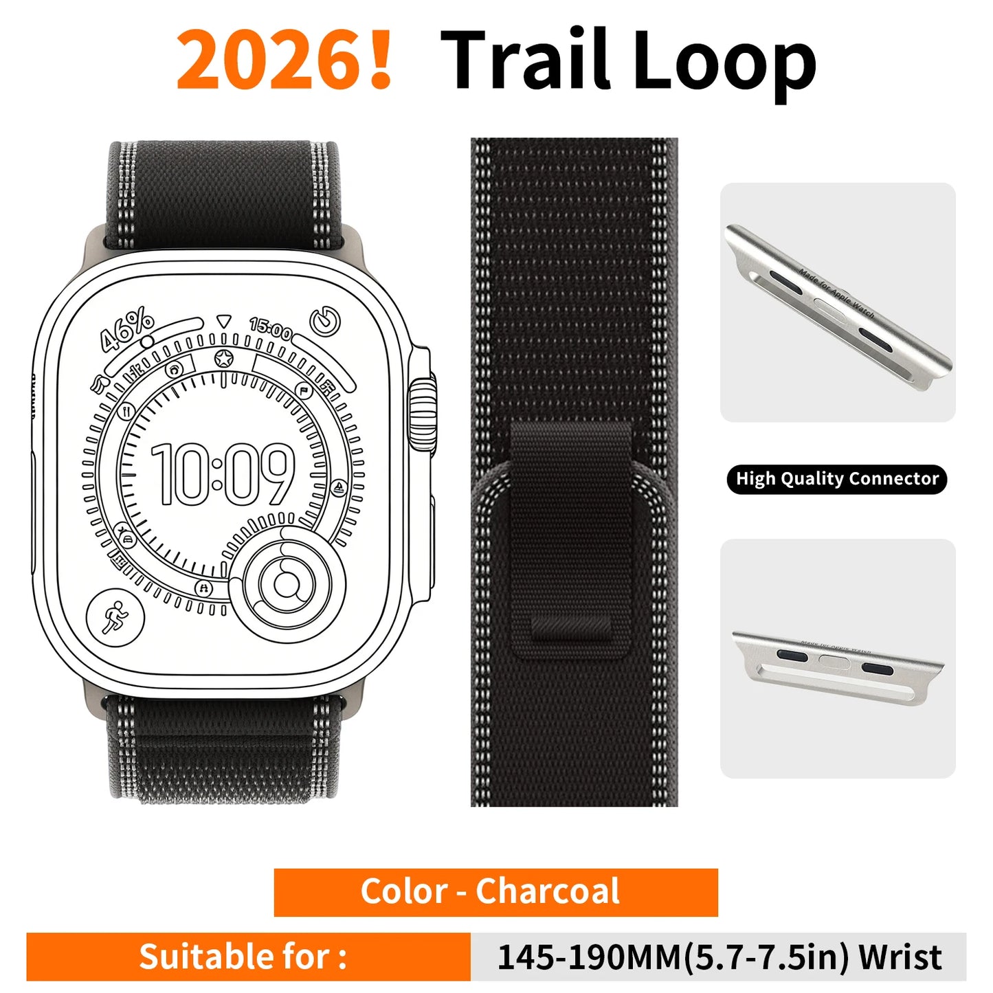 High-Quality Nylon Strap for Smartwatches | Natural Titanium Finish