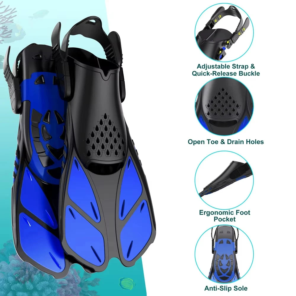 Adjustable Snorkel Fins for Adults & Teens | Comfortable Dive Fins