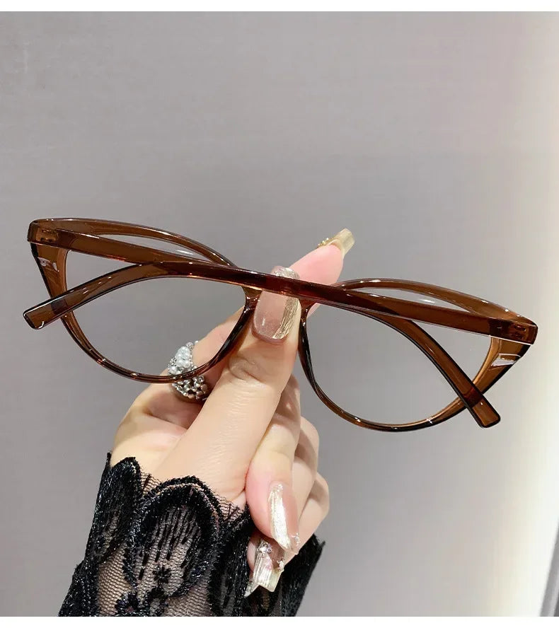 Fashionable cat-eye full-frame reading glasses, retro style, fashionable anti-blue light glasses, ladies' reading glasses