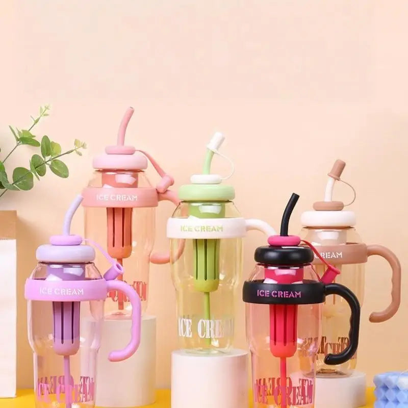 1300ML Plastic Water Bottle with Straw for Kids Large Capacity Cute Cup School Travel Outdoor