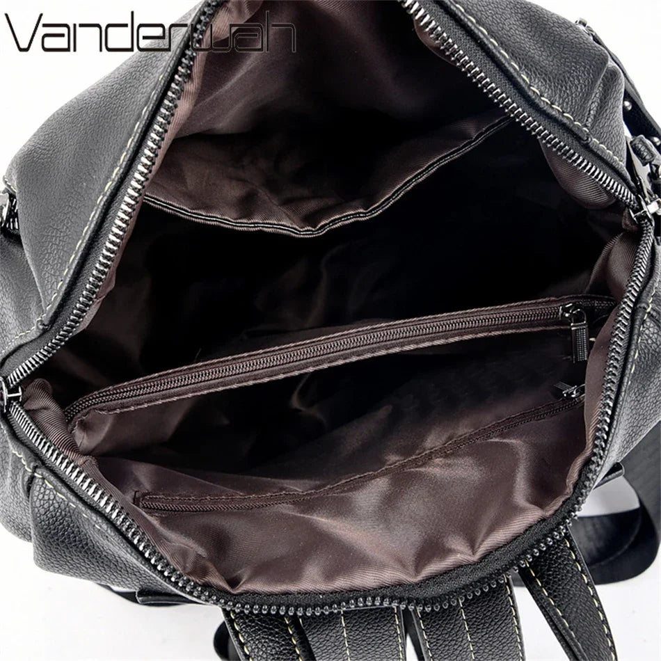 Mochila de cuero impermeable elegante para estudiantes jóvenes | Duradera y a la moda