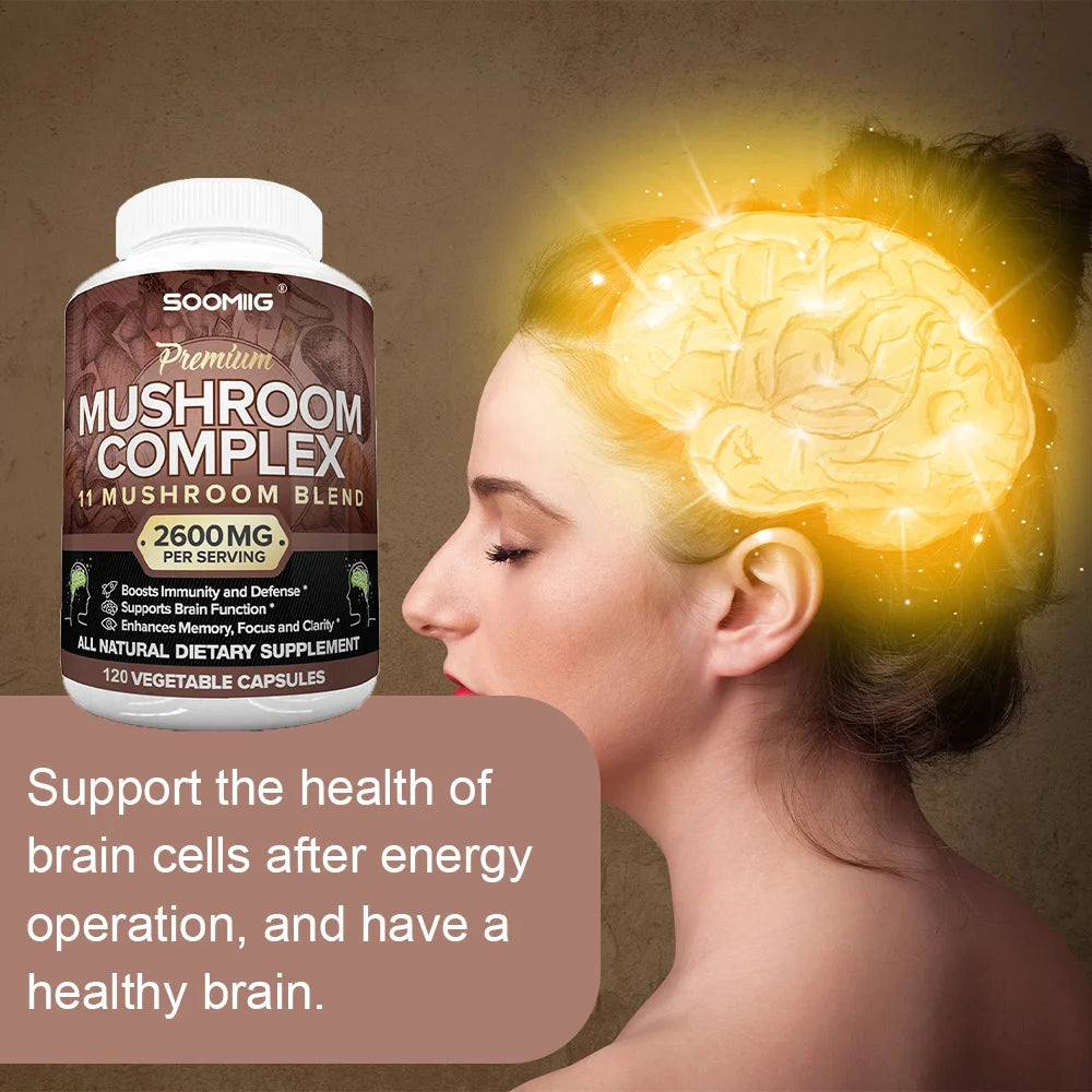 Mushroom Complex Capsules | Boost Memory, Focus & Energy