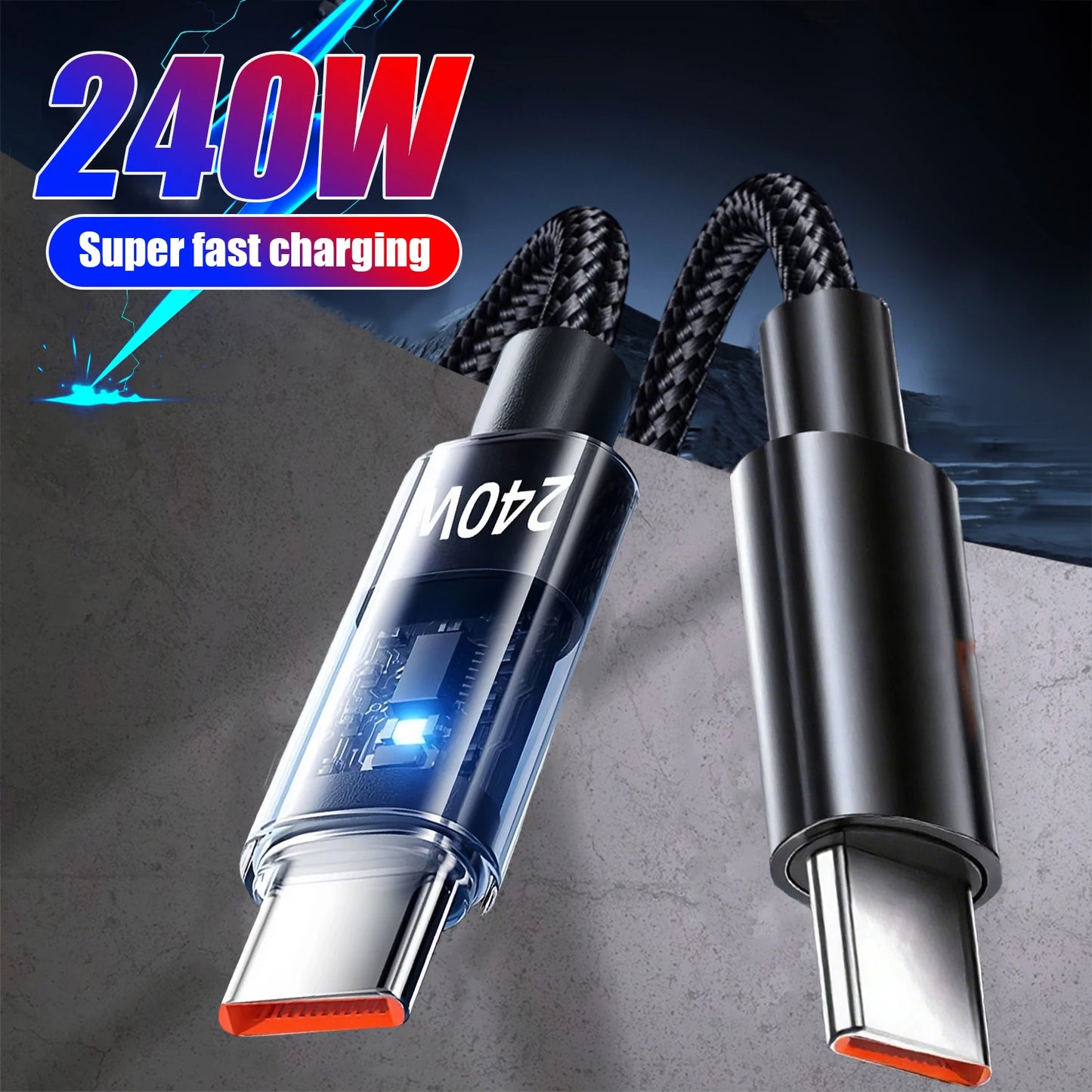 240W USB Type C Super Fast Charging Cable | Data Cord for All Devices