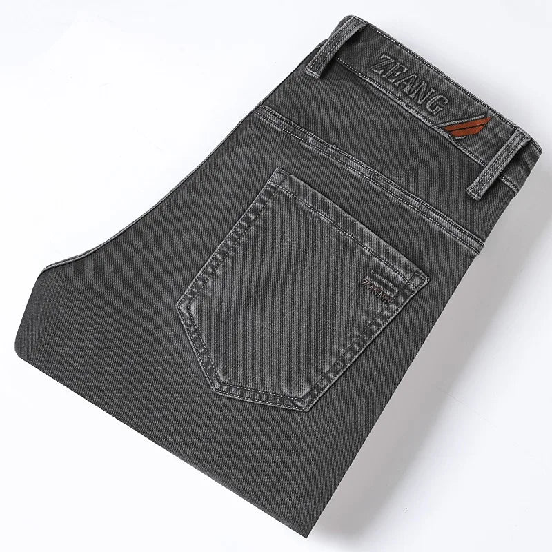 Men's Gray Jeans | Classic Straight Fit Casual Denim Trousers
