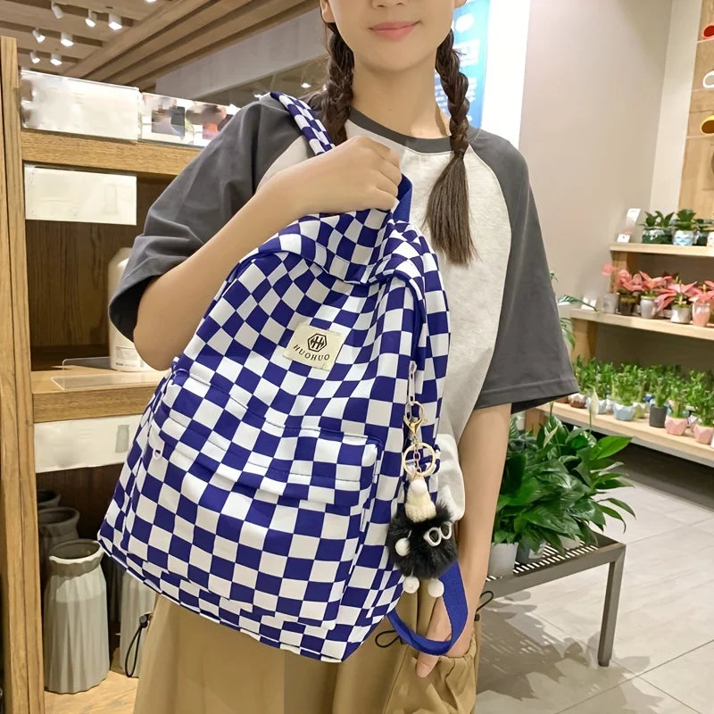 Stylish Checkerboard Backpacks for School Girls | Versatile & Trendy