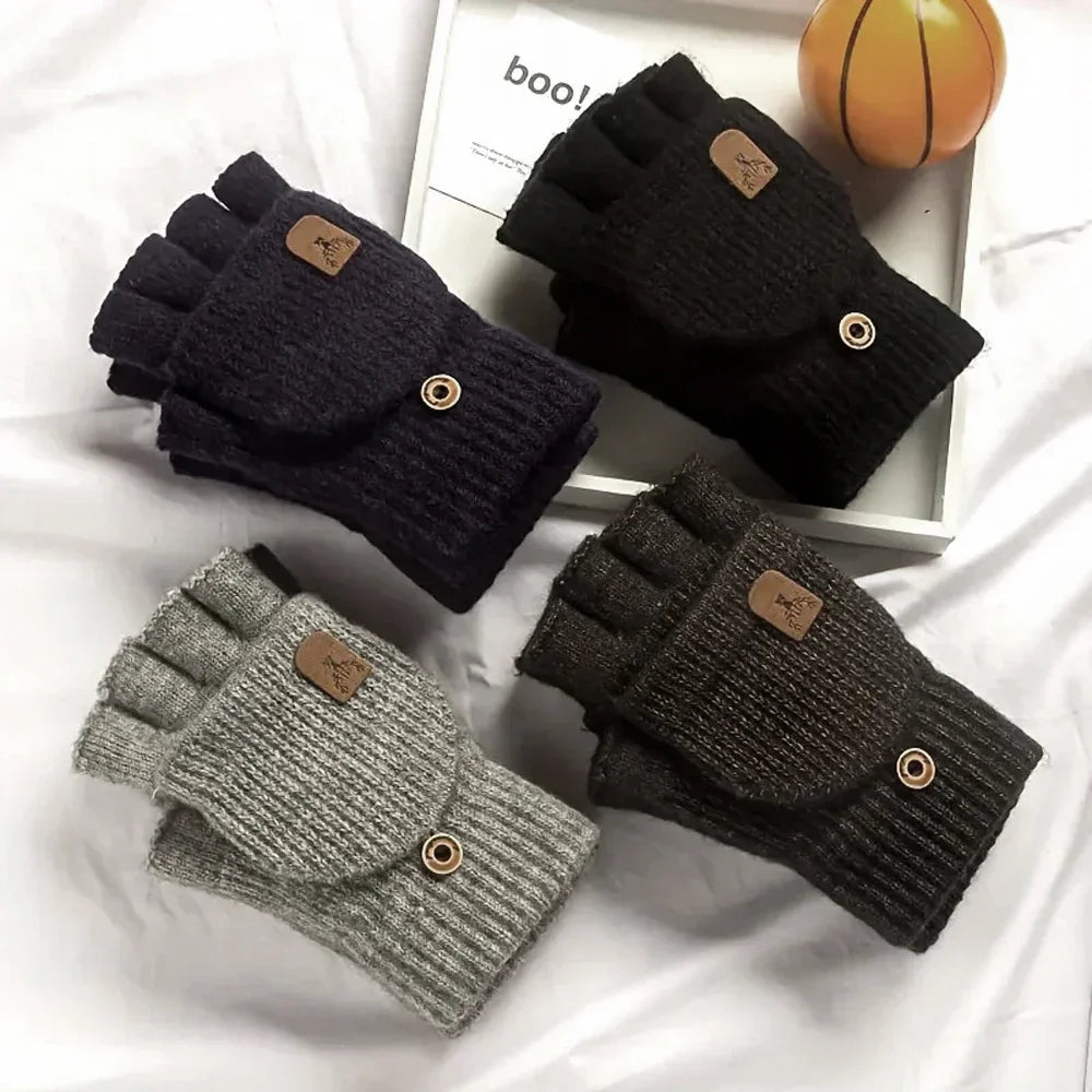 Half Finger Winter Gloves | Convertible Fingerless Mittens for All