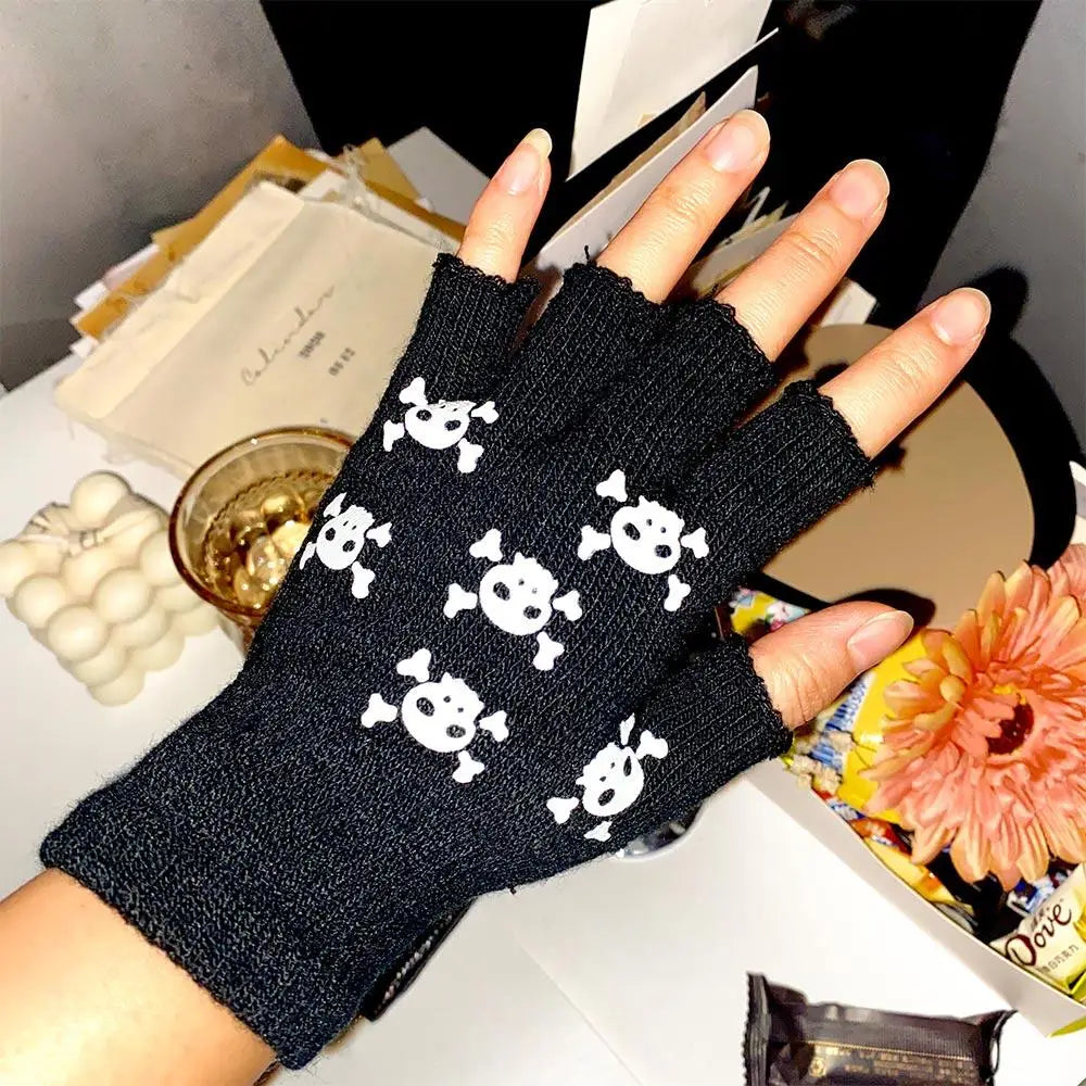 Men's Skull Glow Gloves | Stylish Luminous Half-Finger Mittens