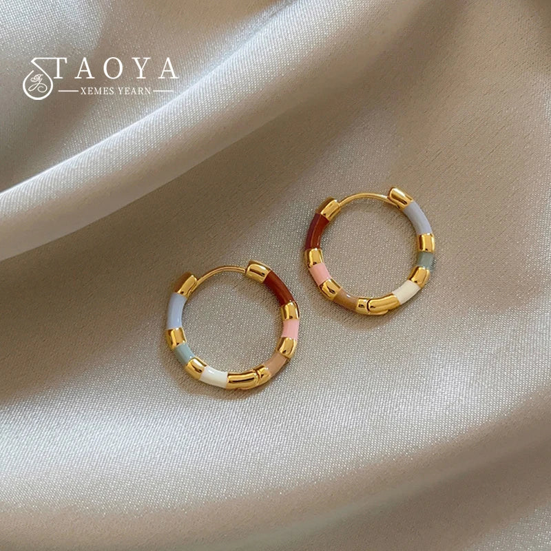 Colorful Enamel Mini Round Earrings | Fashion Jewelry for Women