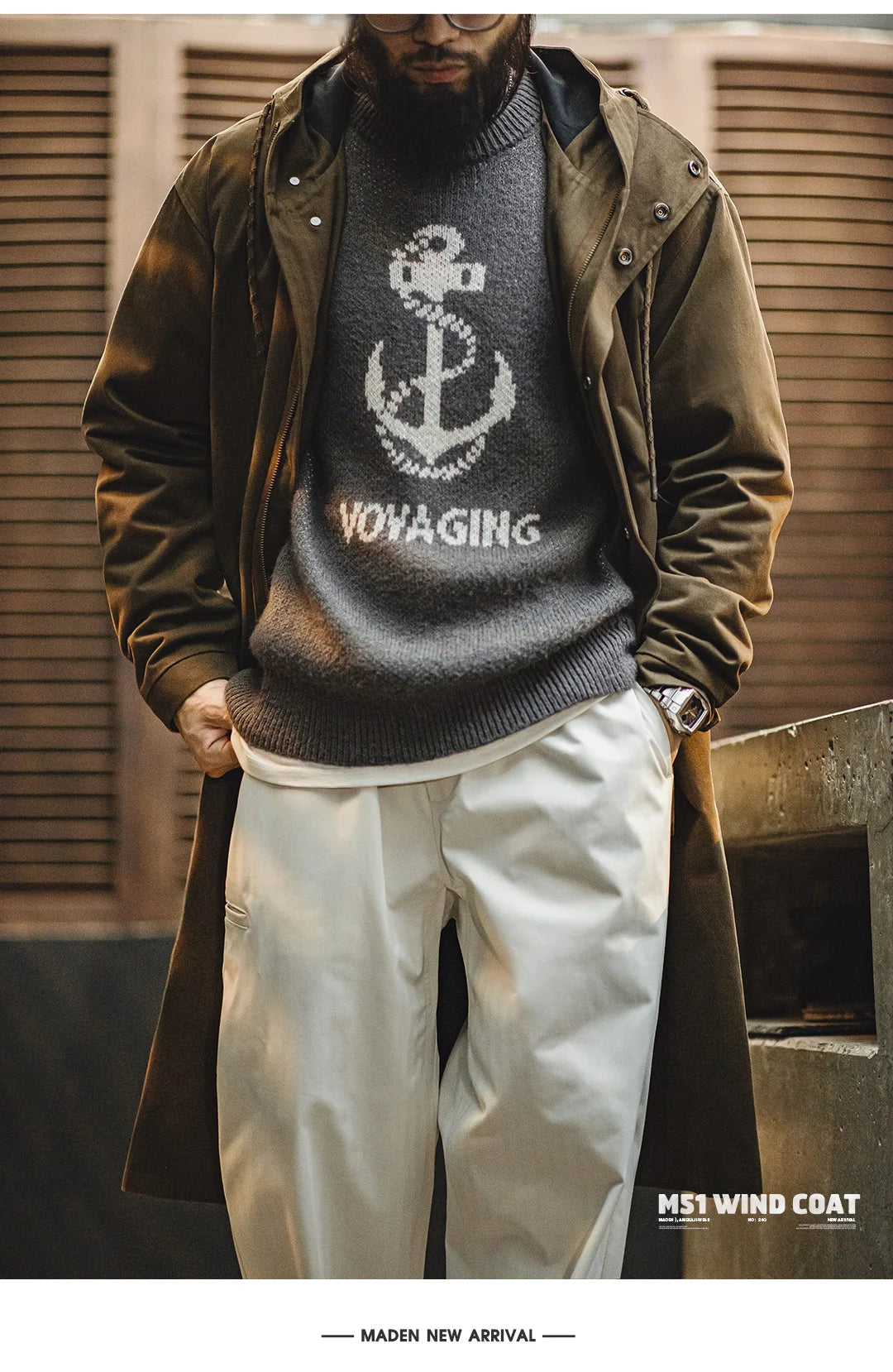 Men's Retro Hooded Windbreaker | Versatile Mid-Length Jacket