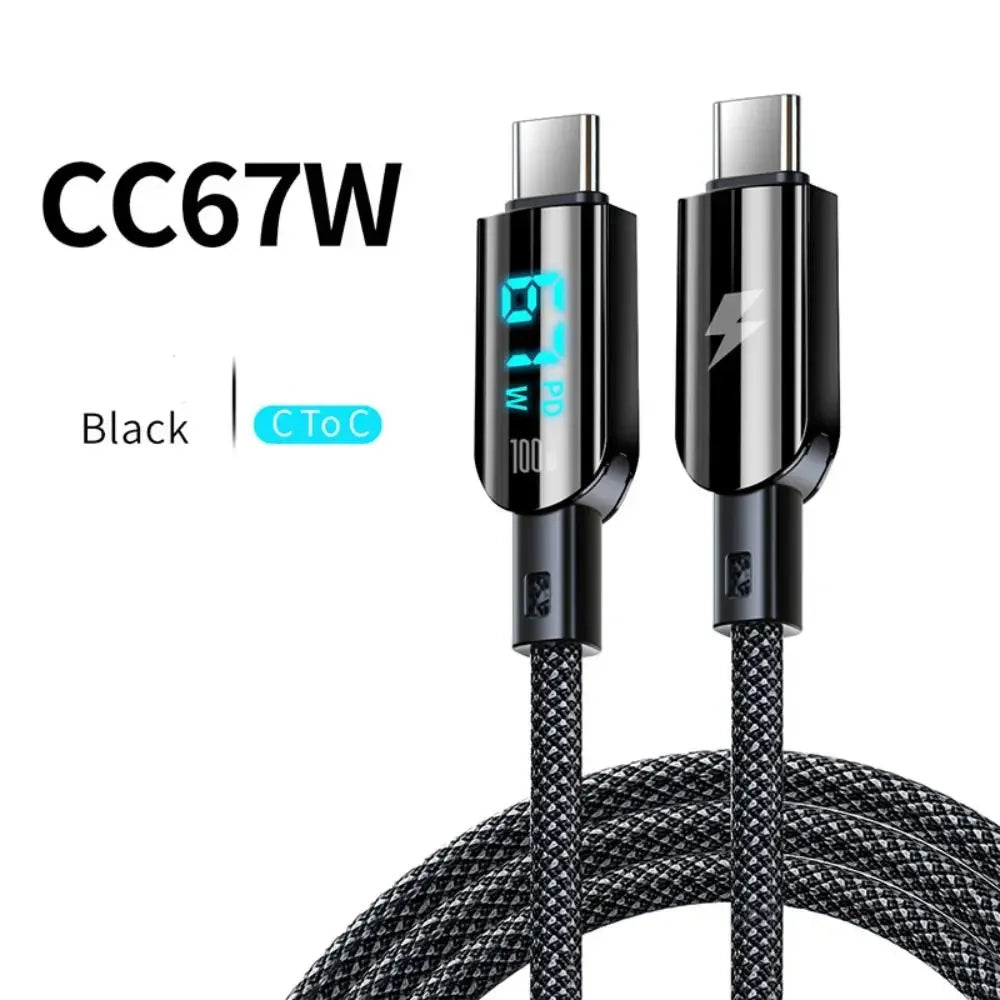 100W USB C to Type C Fast Charging Cable with LED Display