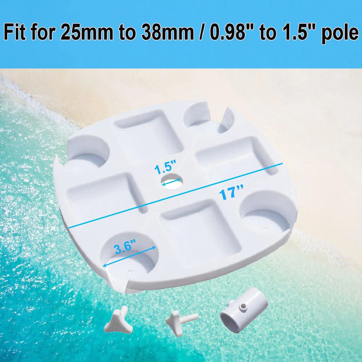 Bandeja Versátil para Sombrilla de Playa con Portavasos y Compartimentos para Bocadillos