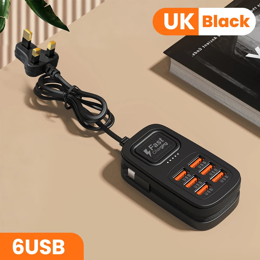 6 in 1 Fast USB Charger Power Strip | Desktop Charging Station