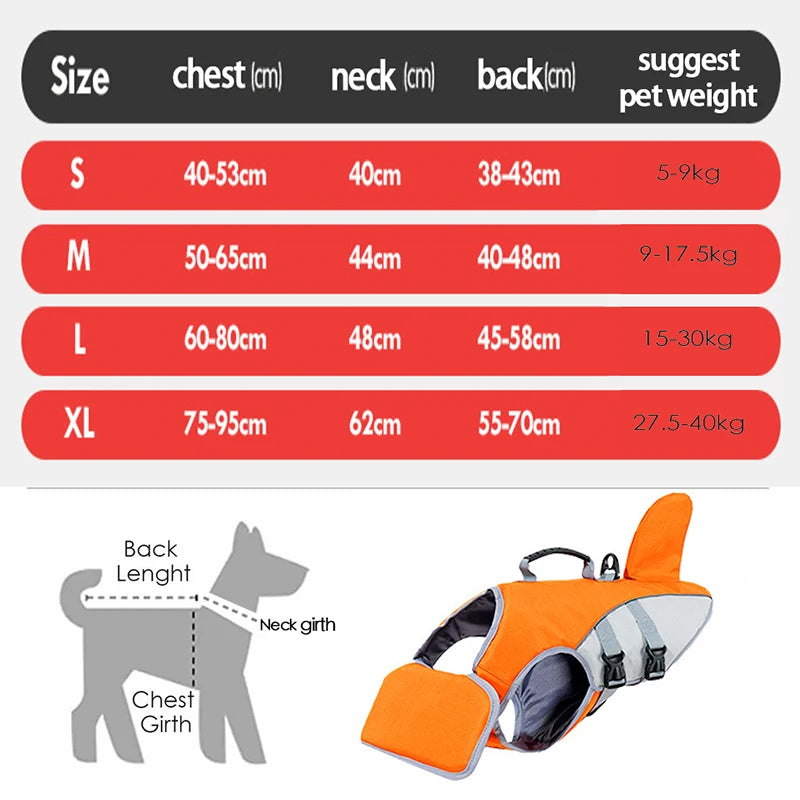 Chaleco salvavidas de aleta de tiburón para perros | Chaleco de natación ajustable para seguridad
