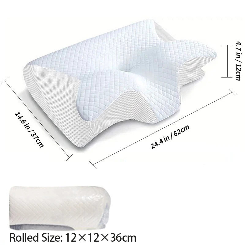 Ergonomic Memory Foam Cervical Orthopedic Pillow 2 in 1 Contour Neck Support Pillow for Neck Pain Relief 1 pc